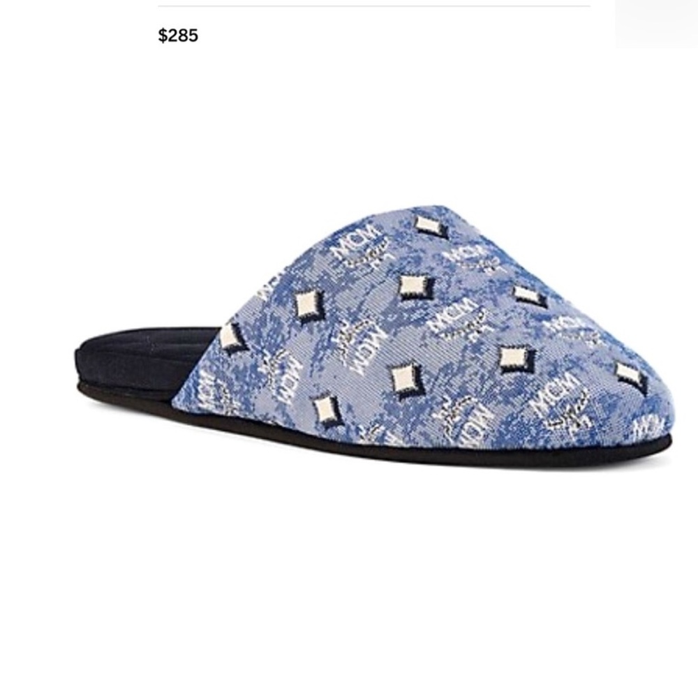 MCM Vintage Monogram Denim Slippers